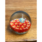 Vintage Murano Millefiori Glass Paperweight Red Flowers