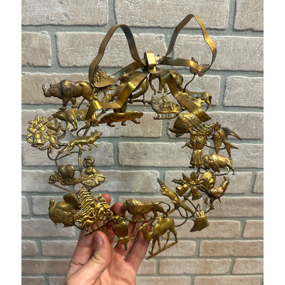 Vintage Dresden Petite Choses Brass 10" Wreath All Season Holiday Santa Halloween