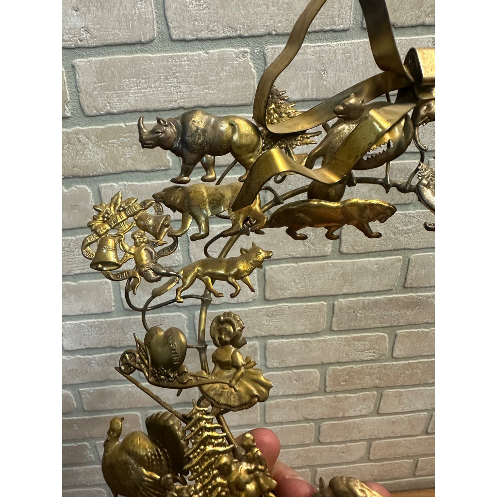 Vintage Dresden Petite Choses Brass 10" Wreath All Season Holiday Santa Halloween