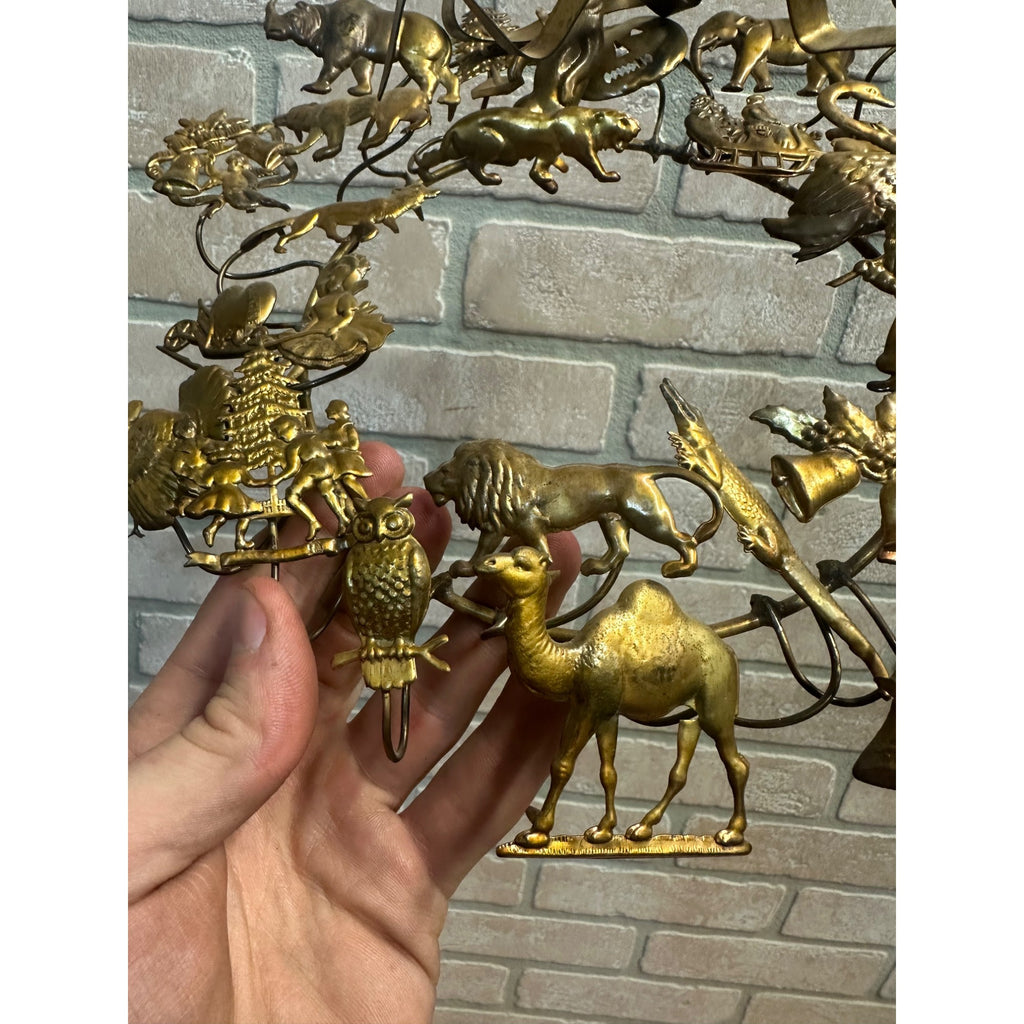 Vintage Dresden Petite Choses Brass 10" Wreath All Season Holiday Santa Halloween
