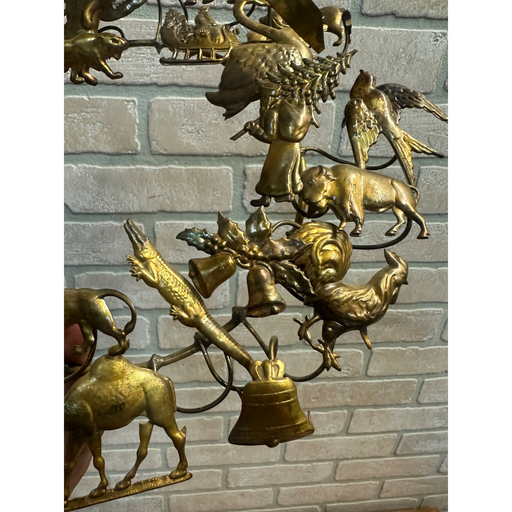 Vintage Dresden Petite Choses Brass 10" Wreath All Season Holiday Santa Halloween