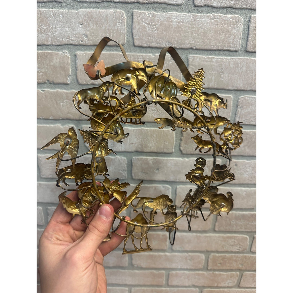 Vintage Dresden Petite Choses Brass 10" Wreath All Season Holiday Santa Halloween