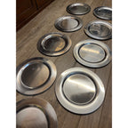 Vintage Danish Stainless Steel 12.5" Platters Plates Set of 9 Denmark Scanmalay