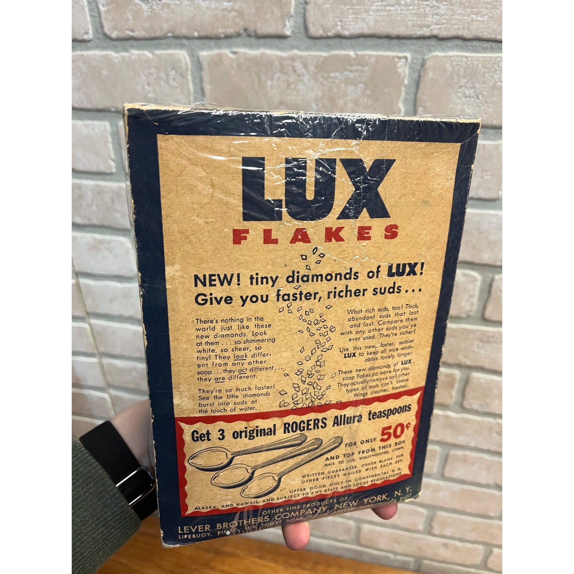 Vintage 1950s Lux Flakes Soap Laundry Cleaner Box Decor Prop Advertising
