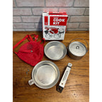 Vintage Boy Scouts of America Aluminum Cook Mess Kit w/ Bag Pot Regal Red