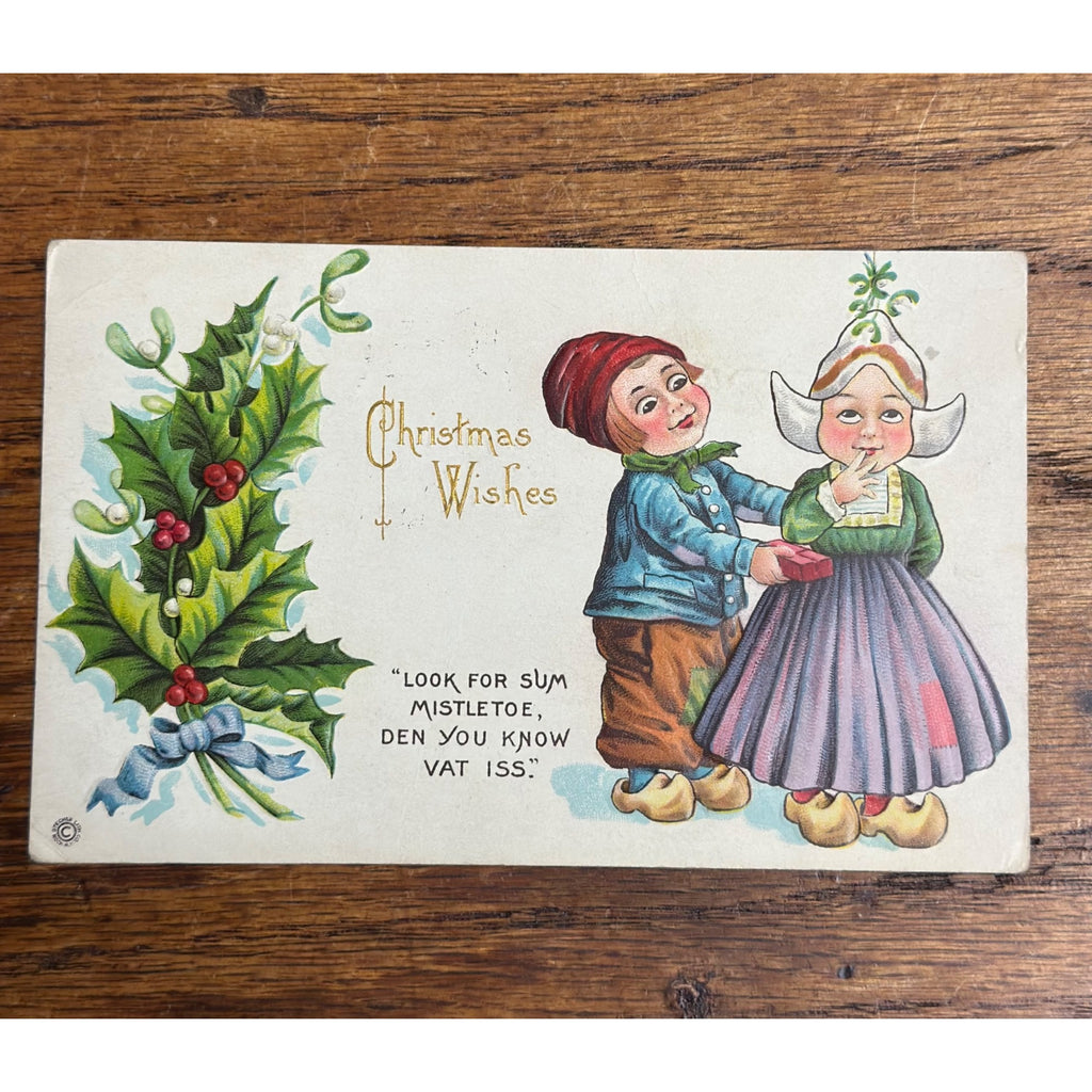 Vintage 1917 Christmas Postcard w/ Christmas Seal Tied American Red Cross