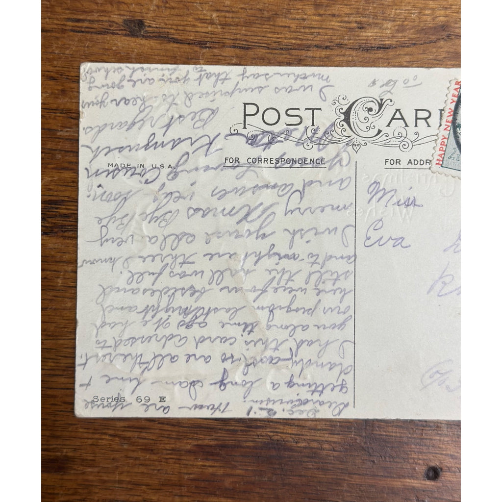 Vintage 1917 Christmas Postcard w/ Christmas Seal Tied American Red Cross