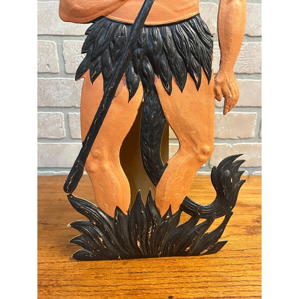 Antique 1920s Halloween German Diecut Devil Satan w/ Flames 19.5" Tall Vintage