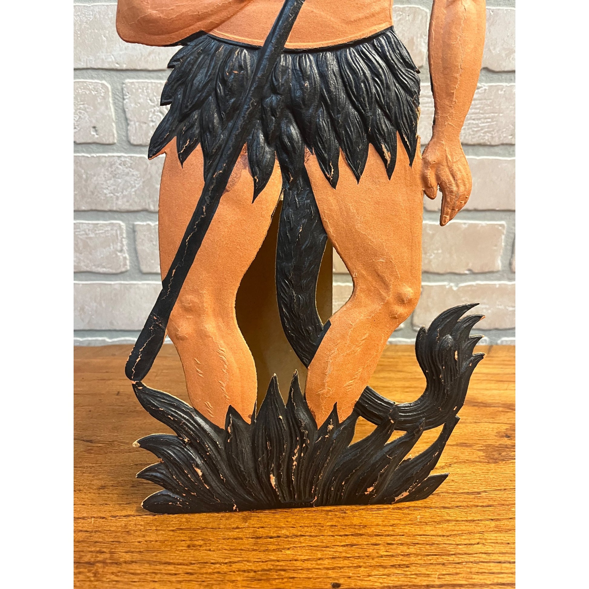 Antique 1920s Halloween German Diecut Devil Satan w/ Flames 19.5" Tall Vintage