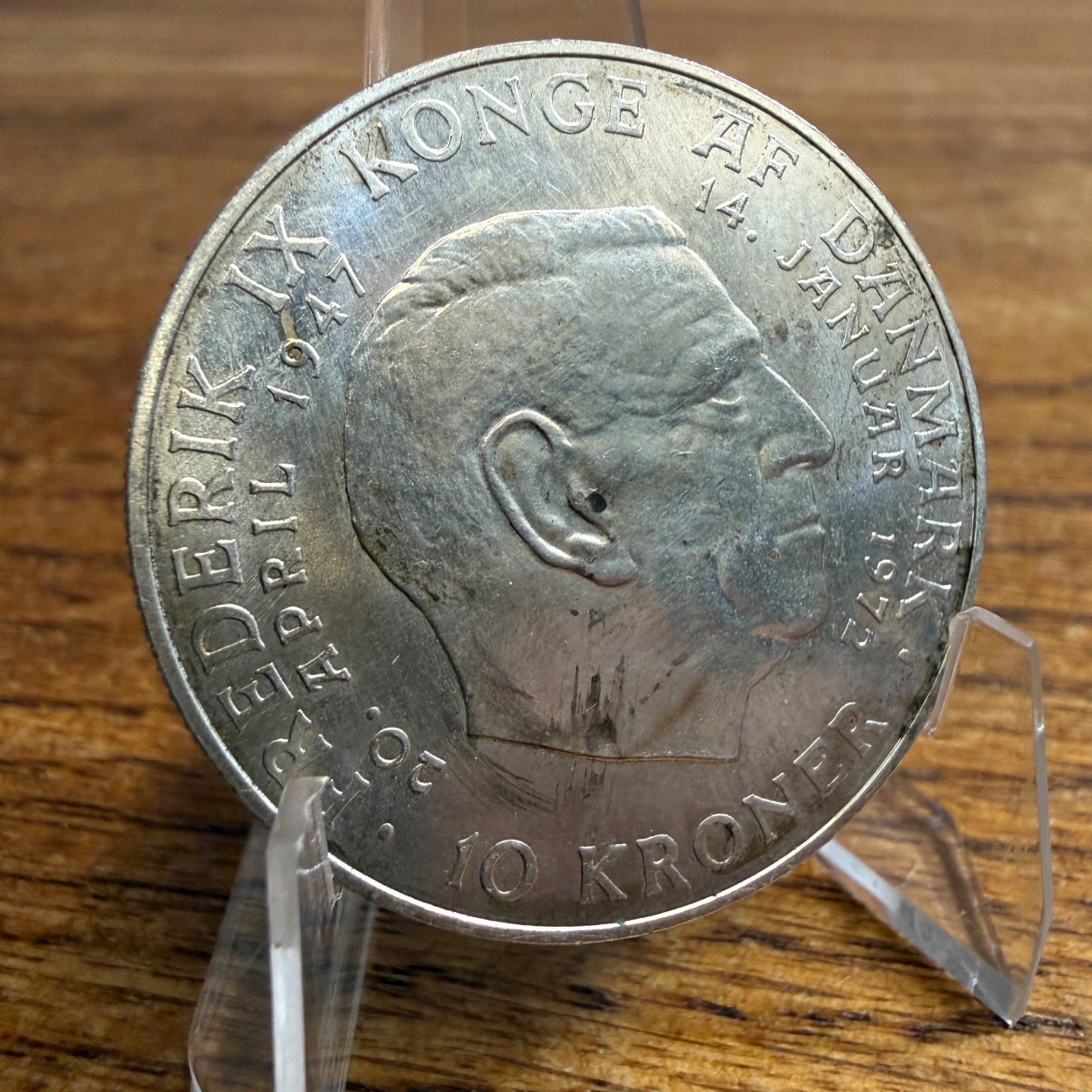 1972 Denmark 10 Ten Kroner Silver Coin - .527 Ounces of Silver