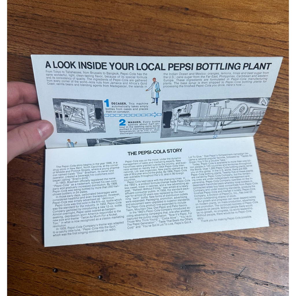 Vintage Pamphlet Pepsi Cola A Look Inside Your Local Pepsi Bottling Plant - Mint