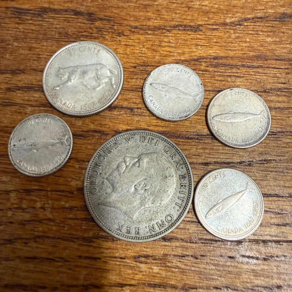 Misc Foreign Silver Coins 1967 Canada 1933 Florin Dimes Quarters