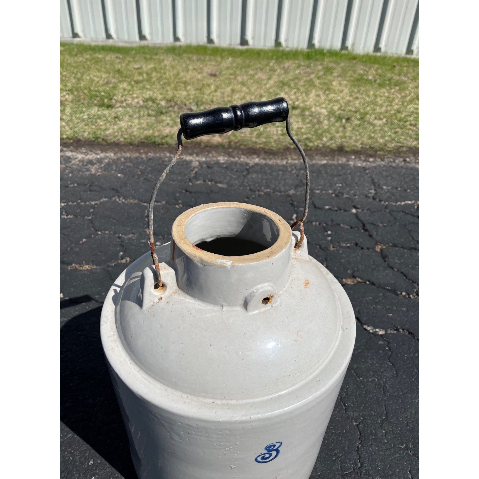 Antique Red Wing Union 3 Gallon Stoneware Canning Jar w/ Bail Handle - No Lid