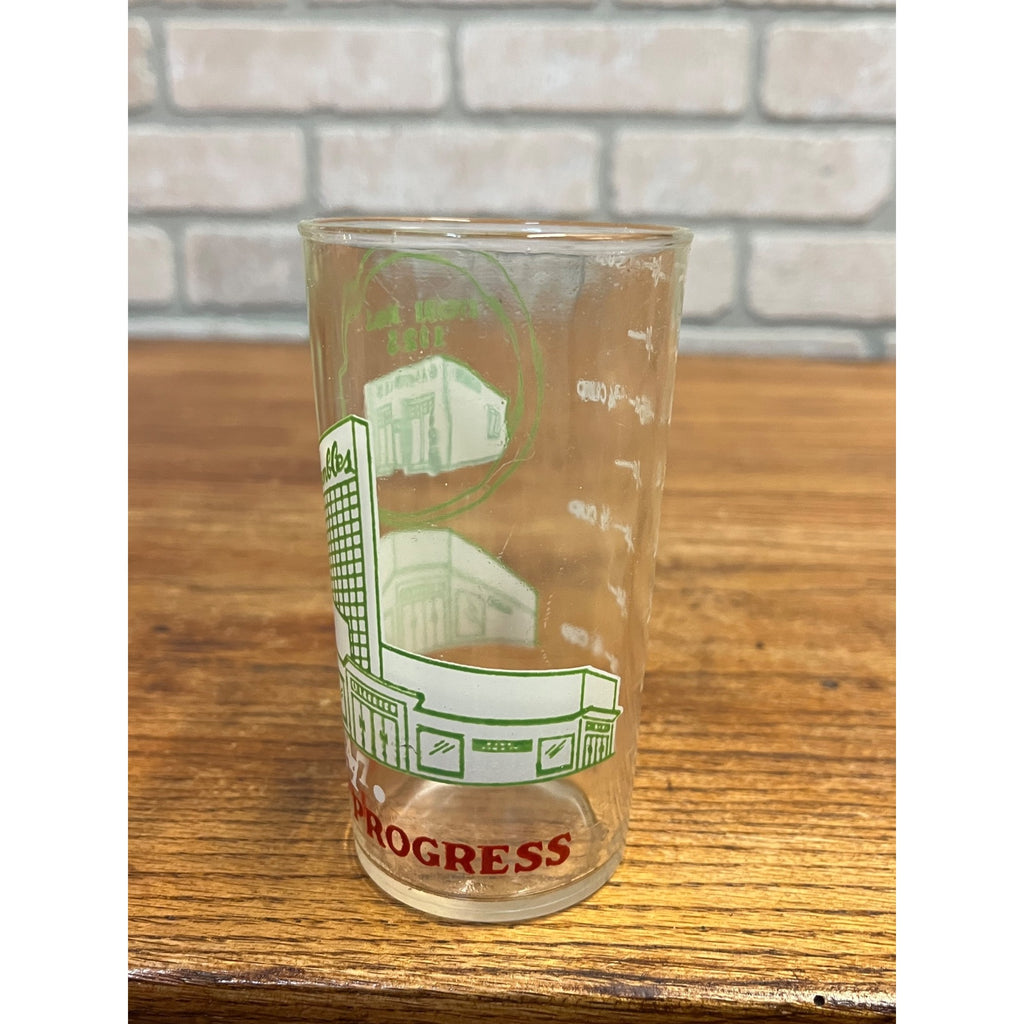 1947 Gambles Department Store 22 Years of Progress Glass Tumbler Measuring Glass