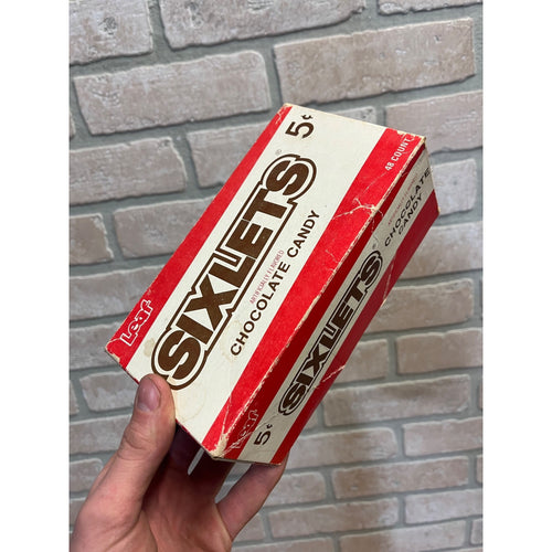 Vintage Sixlets Leaf Confectionery box advertisement Chocolate Candy Old Store