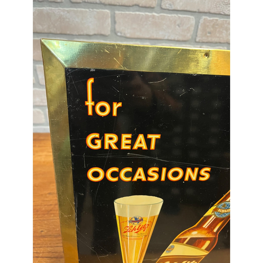 Vintage 1940s Schlitz Milwaukee Beer Tin-Over-Cardboard Advertising Bar Sign TOC