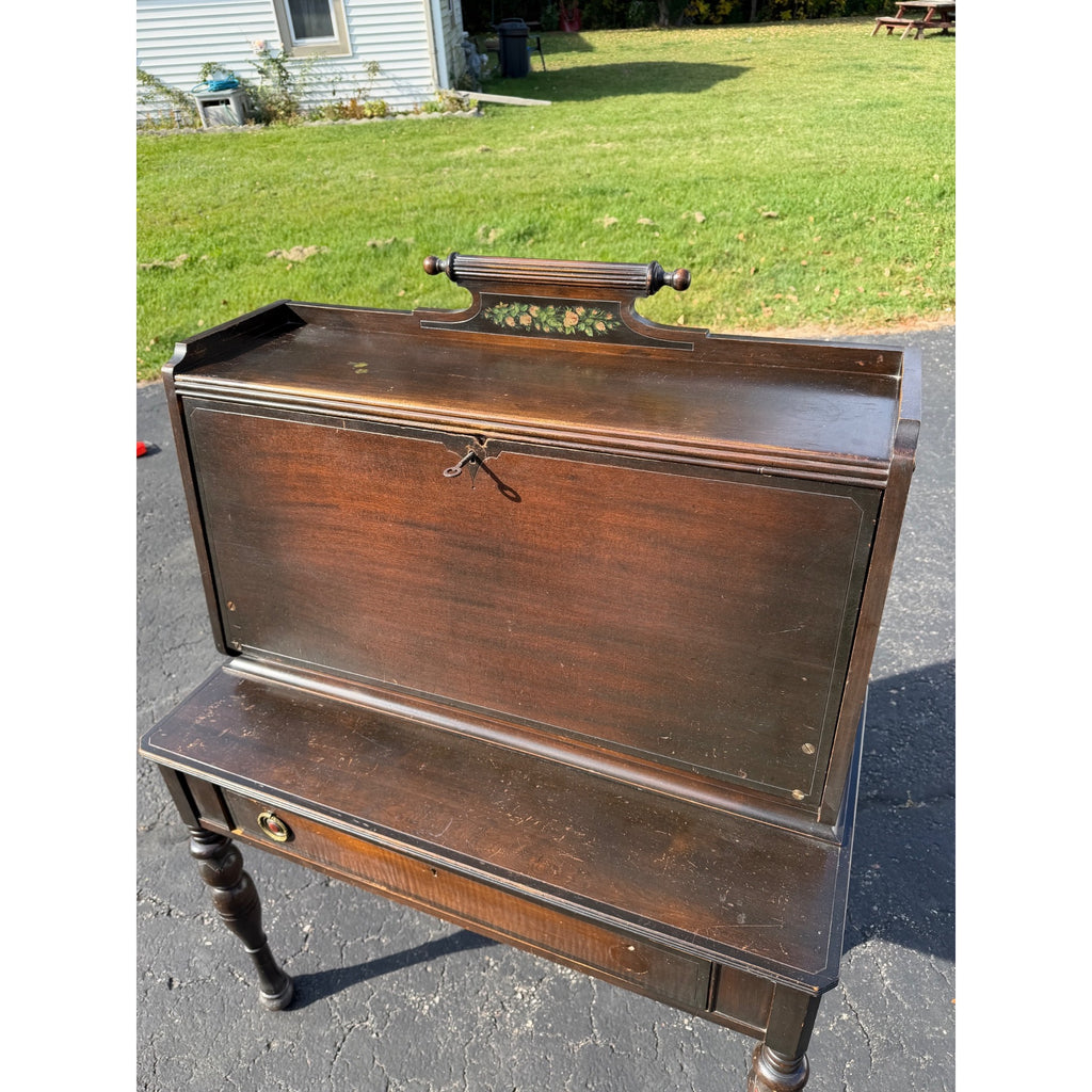 Vintage Daisy Mahogany Wooden Secretary Butler's Desk
