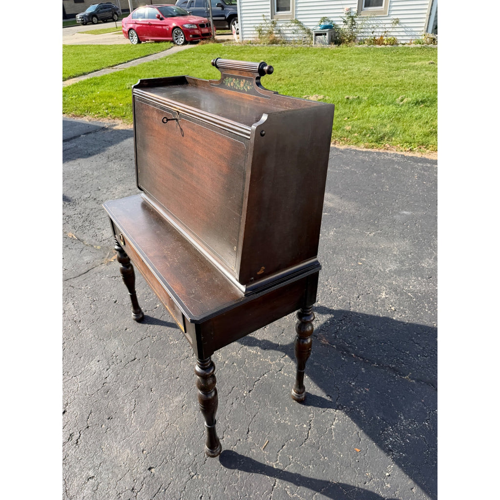 Vintage Daisy Mahogany Wooden Secretary Butler's Desk