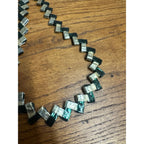 Vintage c1930s Folk Art Wax Gum / Candy Wrapper Handmade Green & White Necklace