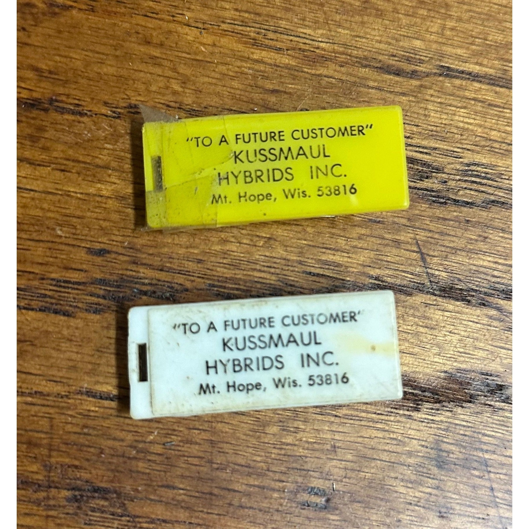 Vintage Kussmaul Hybrids Advertising Clickers Noisemakers Mt Hope WI Farm Dairy Ag