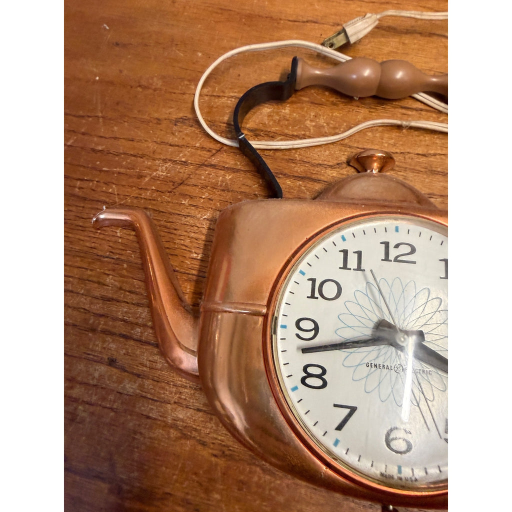 Vintage General Eelctric Copper TeaKettle Clock Nonworking Mid Century