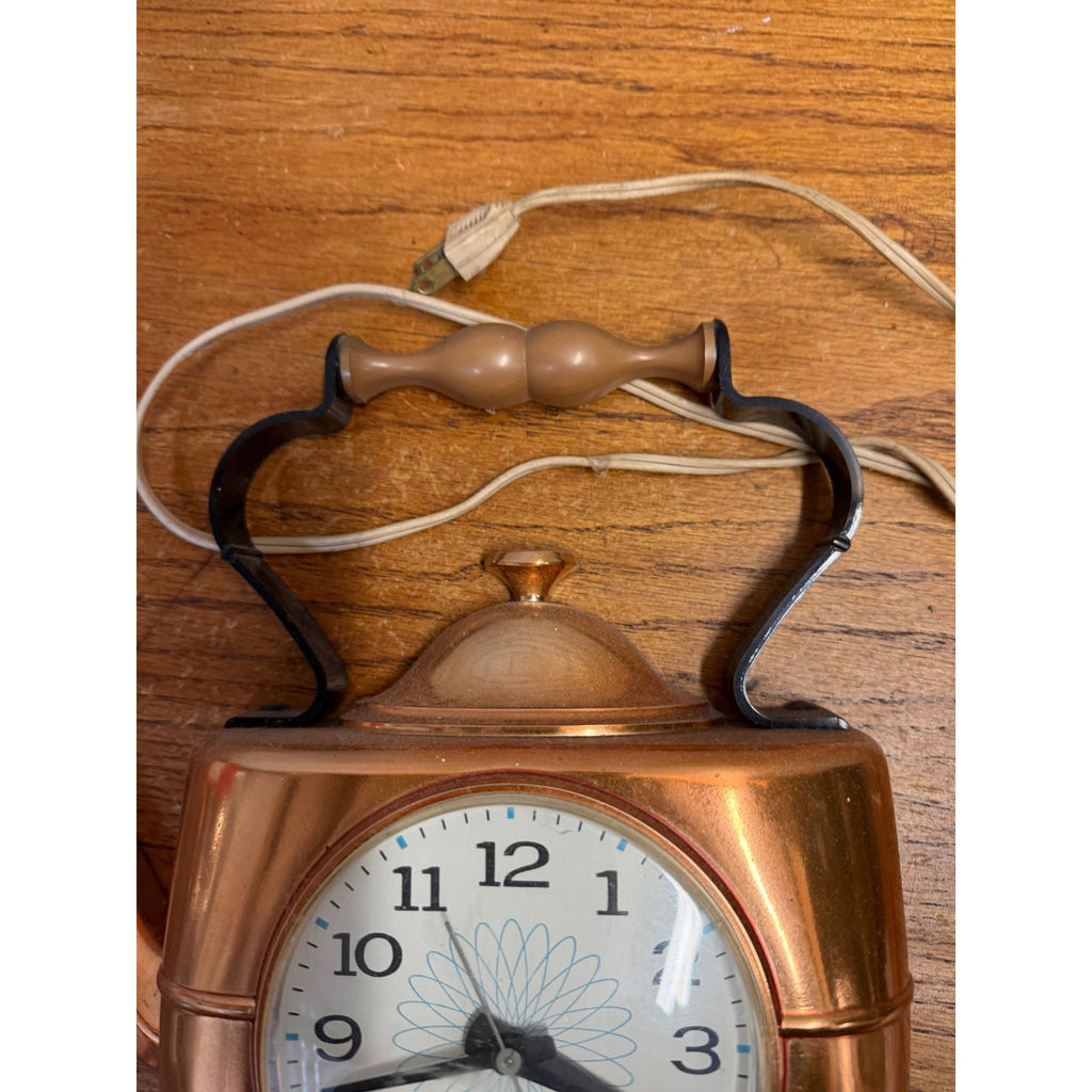 Vintage General Eelctric Copper TeaKettle Clock Nonworking Mid Century
