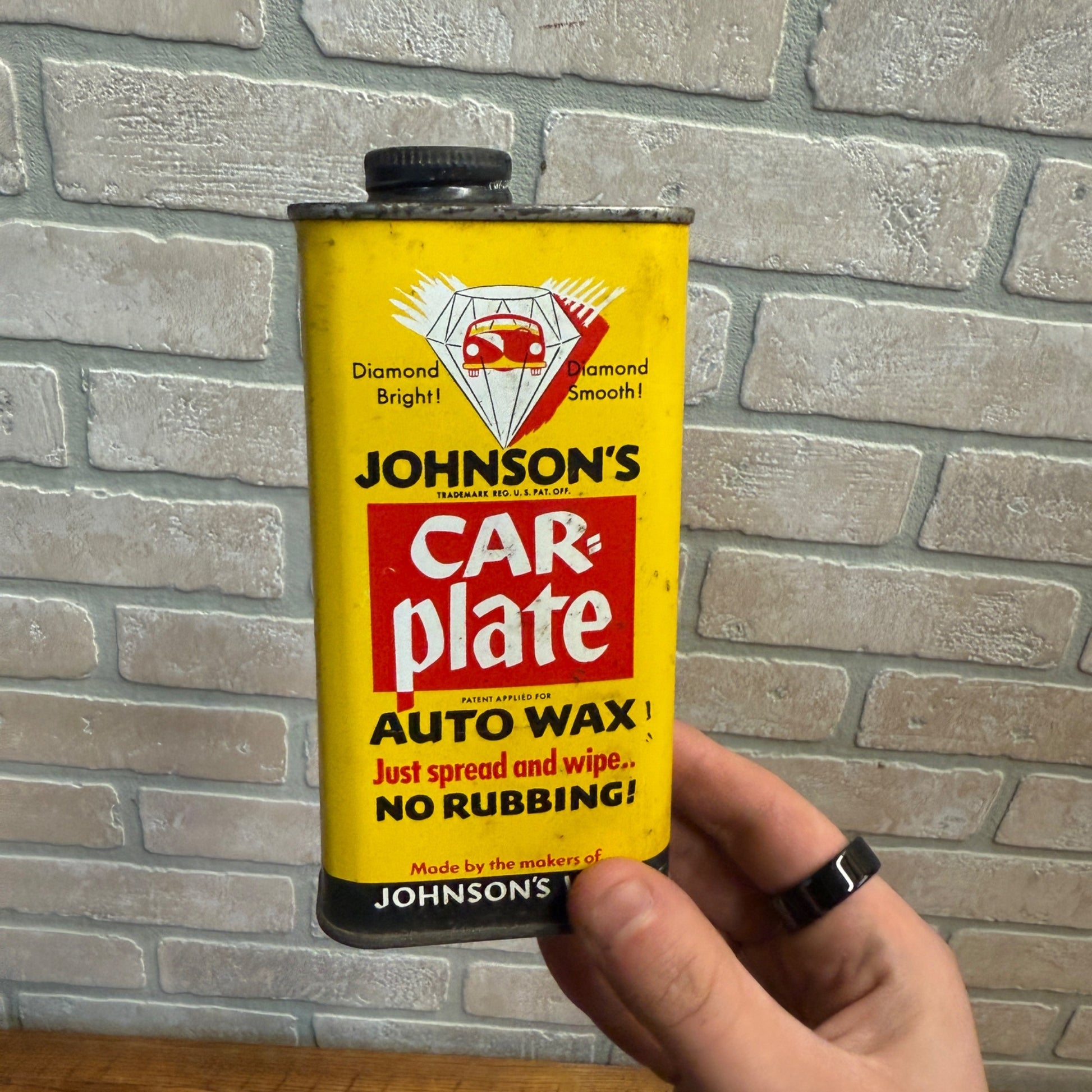 Vintage 1950s Johnson's Car Wax & Whiz Hi-Shine Oil Can Garage Gas Auto