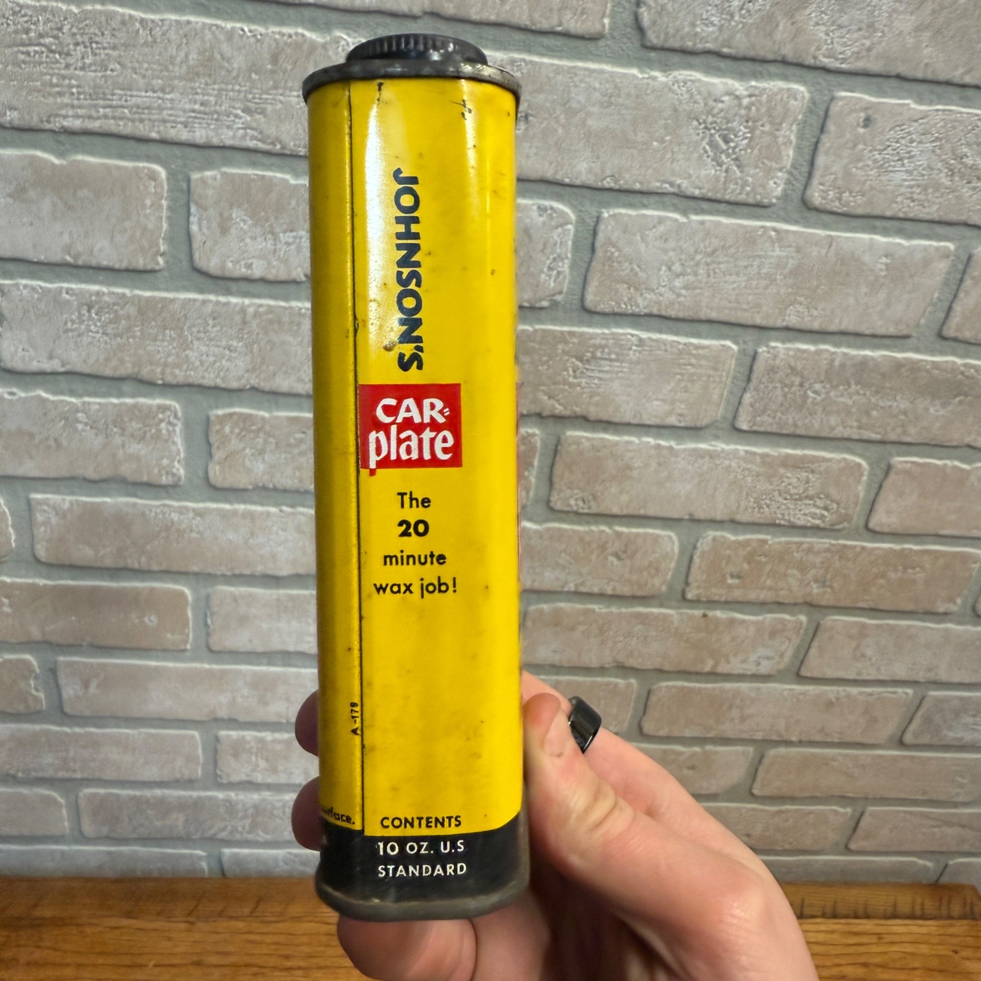 Vintage 1950s Johnson's Car Wax & Whiz Hi-Shine Oil Can Garage Gas Auto