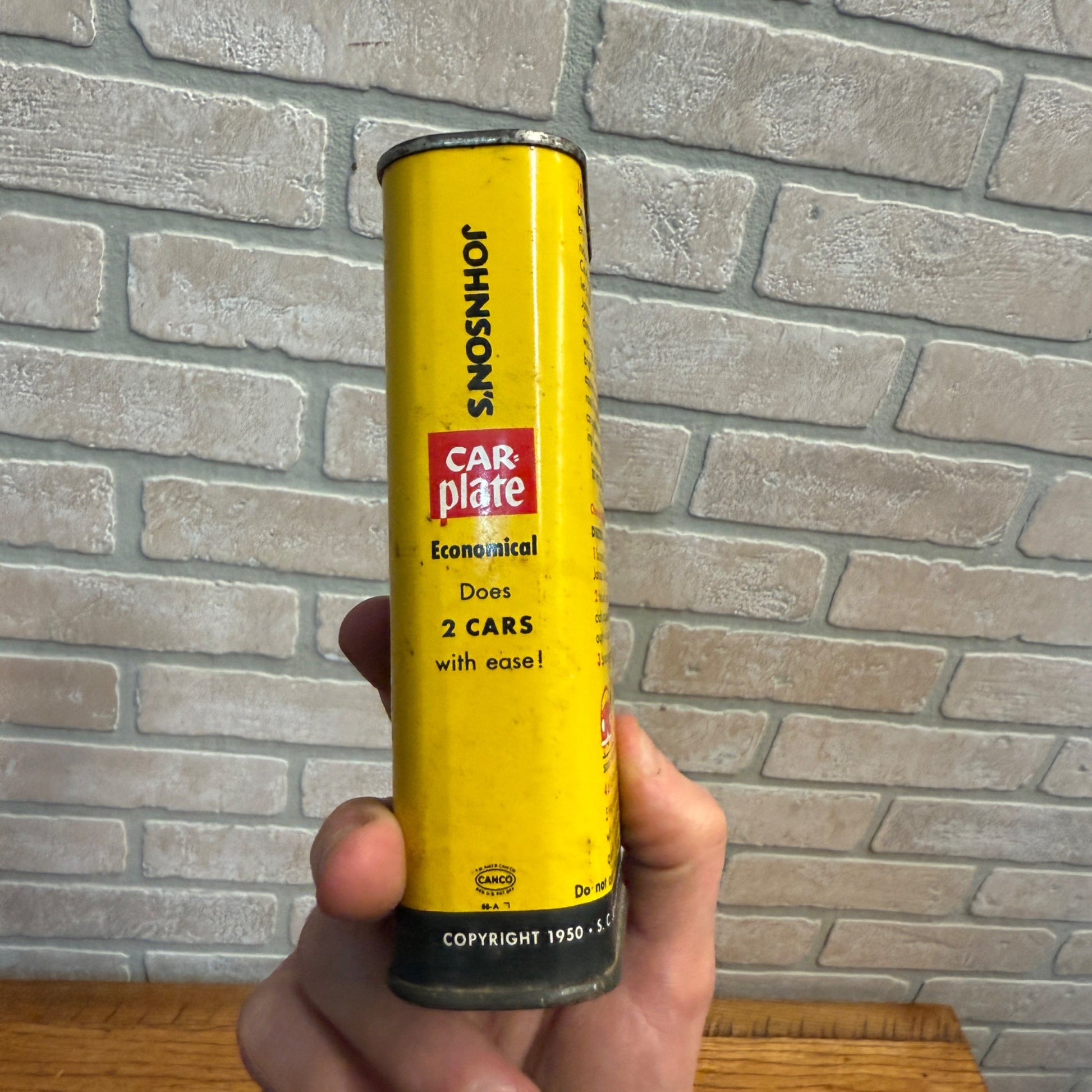 Vintage 1950s Johnson's Car Wax & Whiz Hi-Shine Oil Can Garage Gas Auto