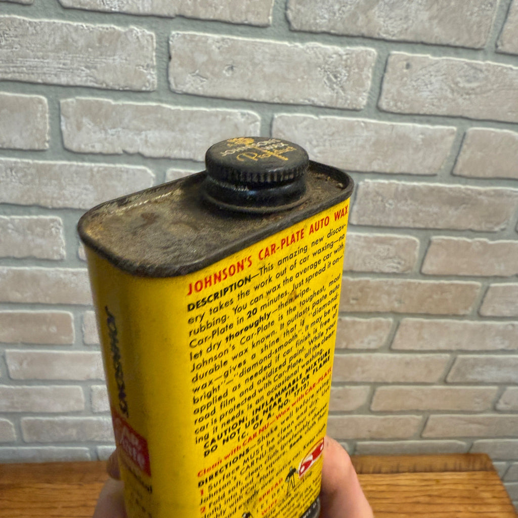 Vintage 1950s Johnson's Car Wax & Whiz Hi-Shine Oil Can Garage Gas Auto