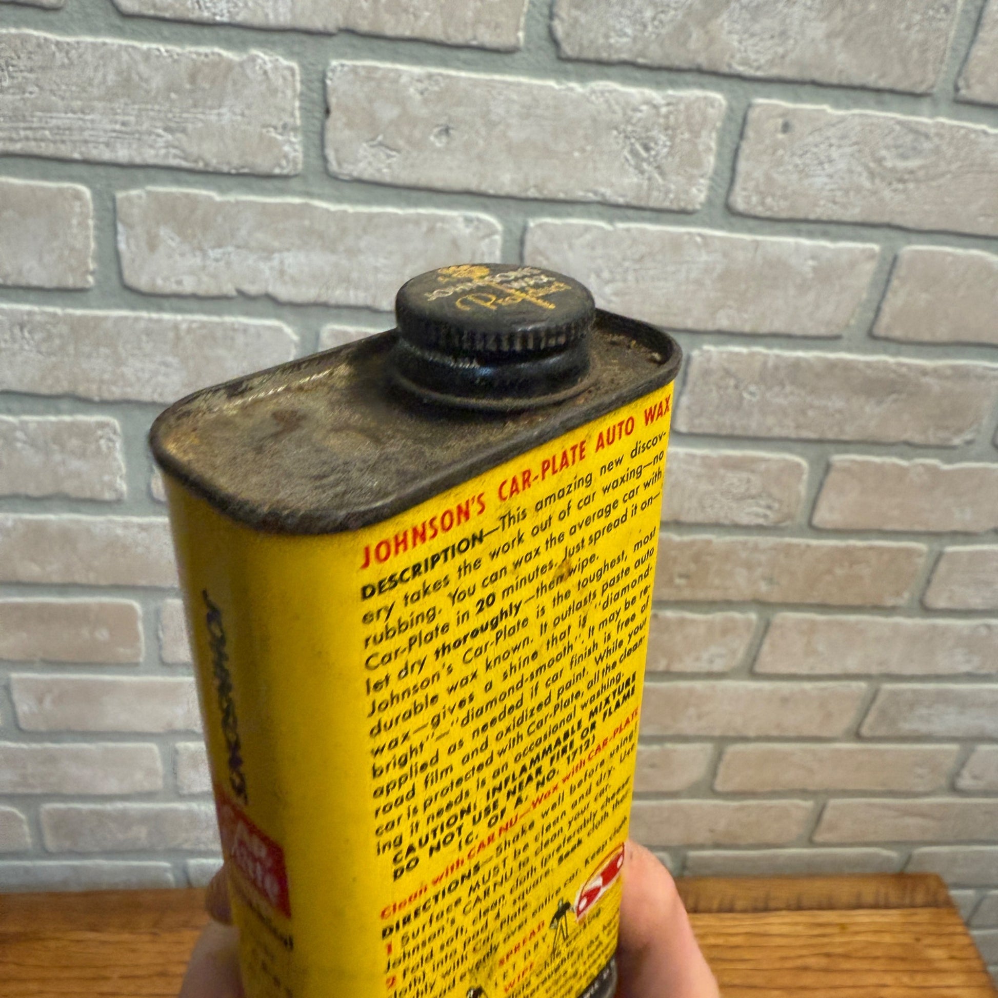 Vintage 1950s Johnson's Car Wax & Whiz Hi-Shine Oil Can Garage Gas Auto