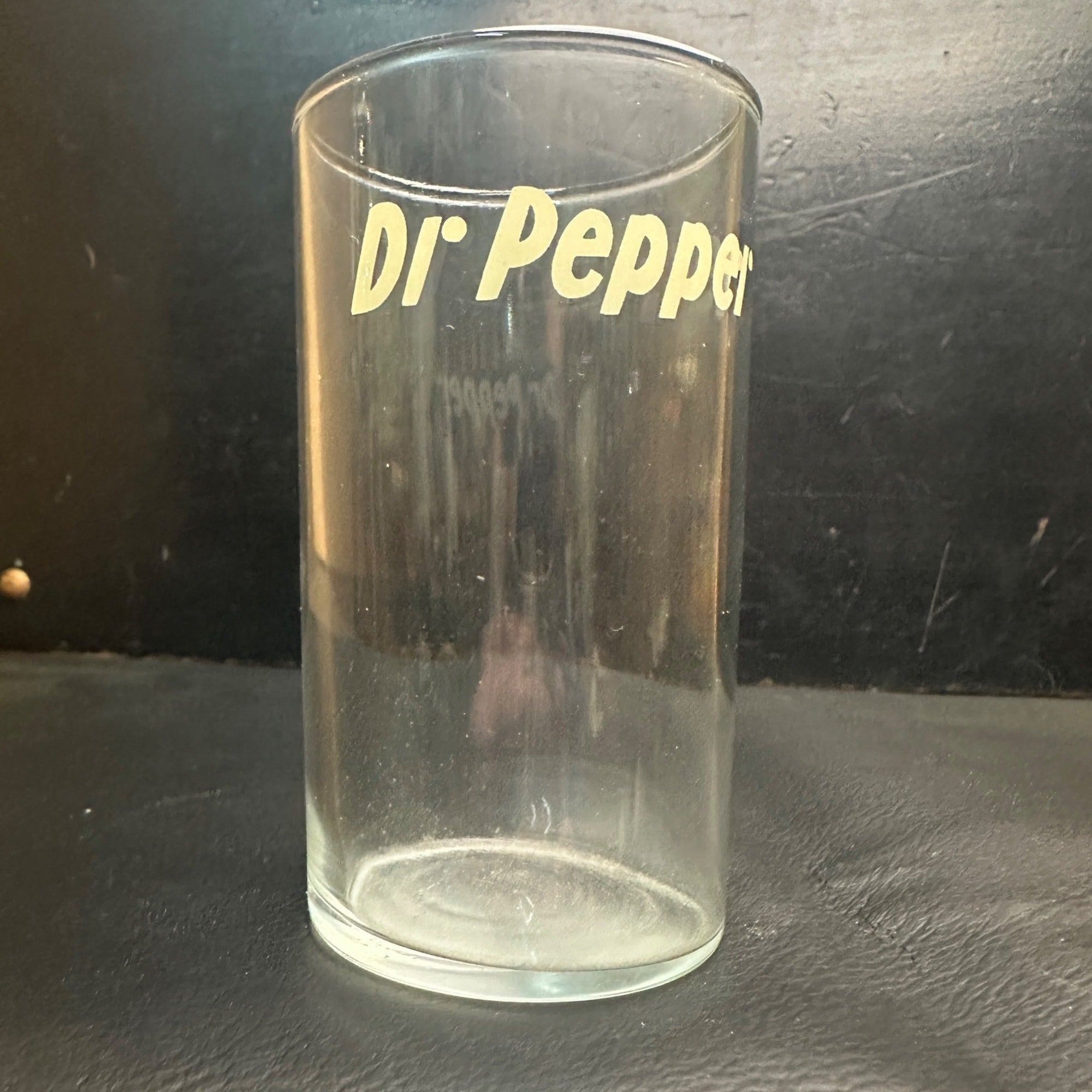 Vintage Dr Pepper Soda Fountain Glass Stright 4" White ACL