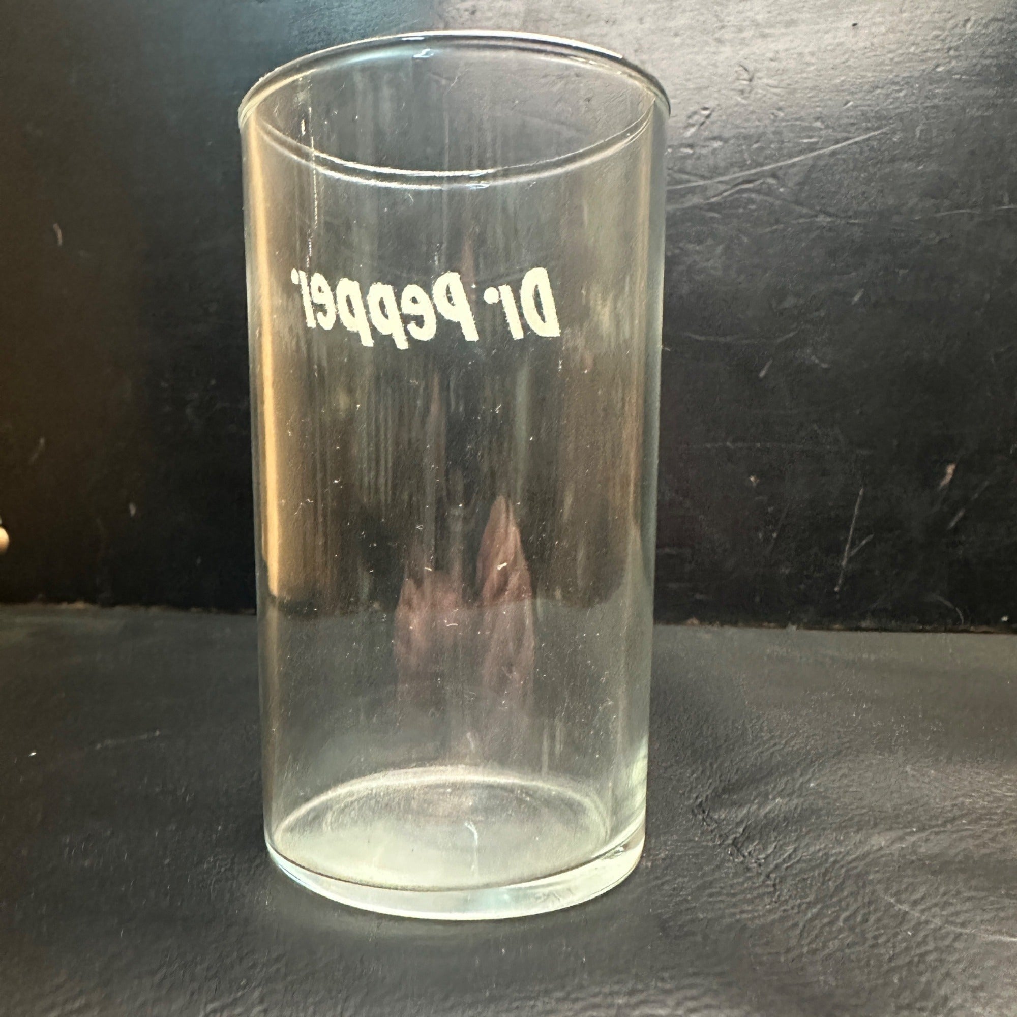 Vintage Dr Pepper Soda Fountain Glass Stright 4" White ACL