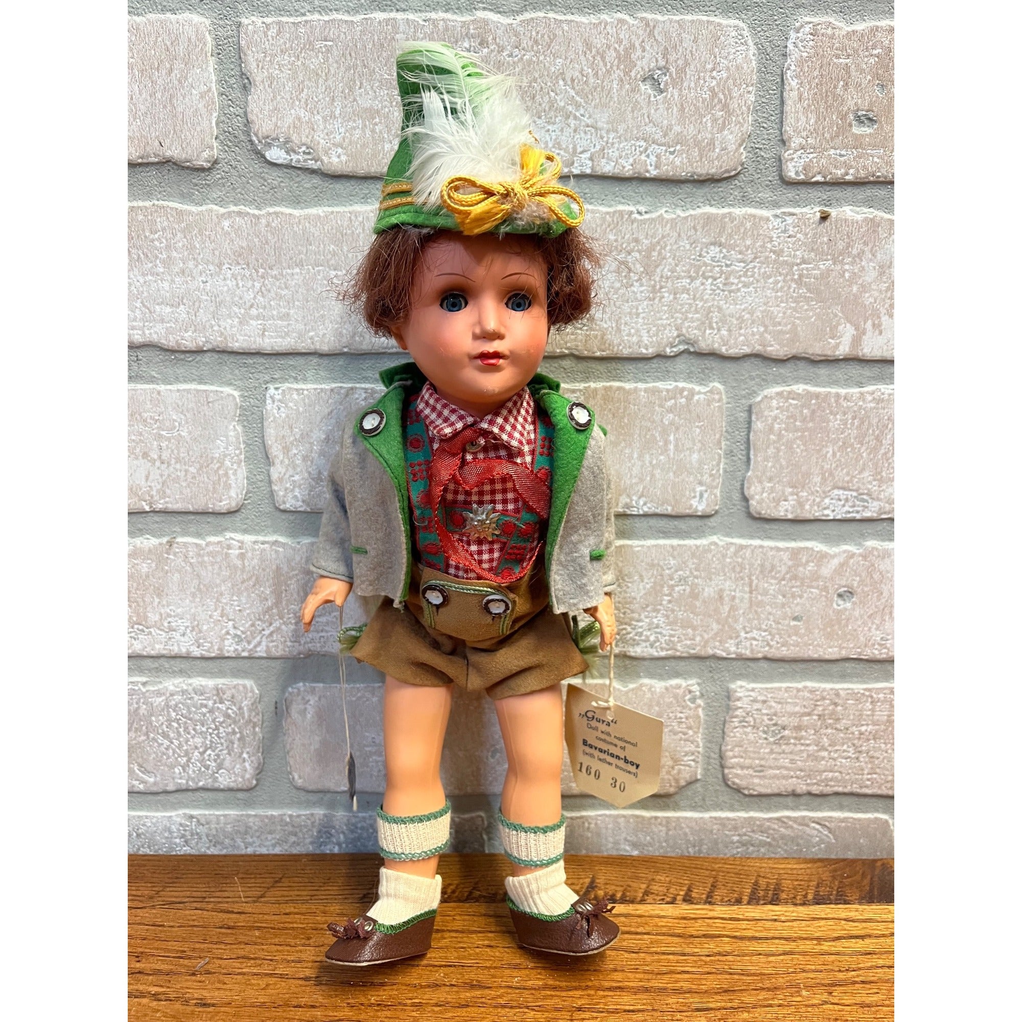 Vintage 1950s Gura Bavarian Boy Trachtenpuppen German Doll Lederhosen 12"