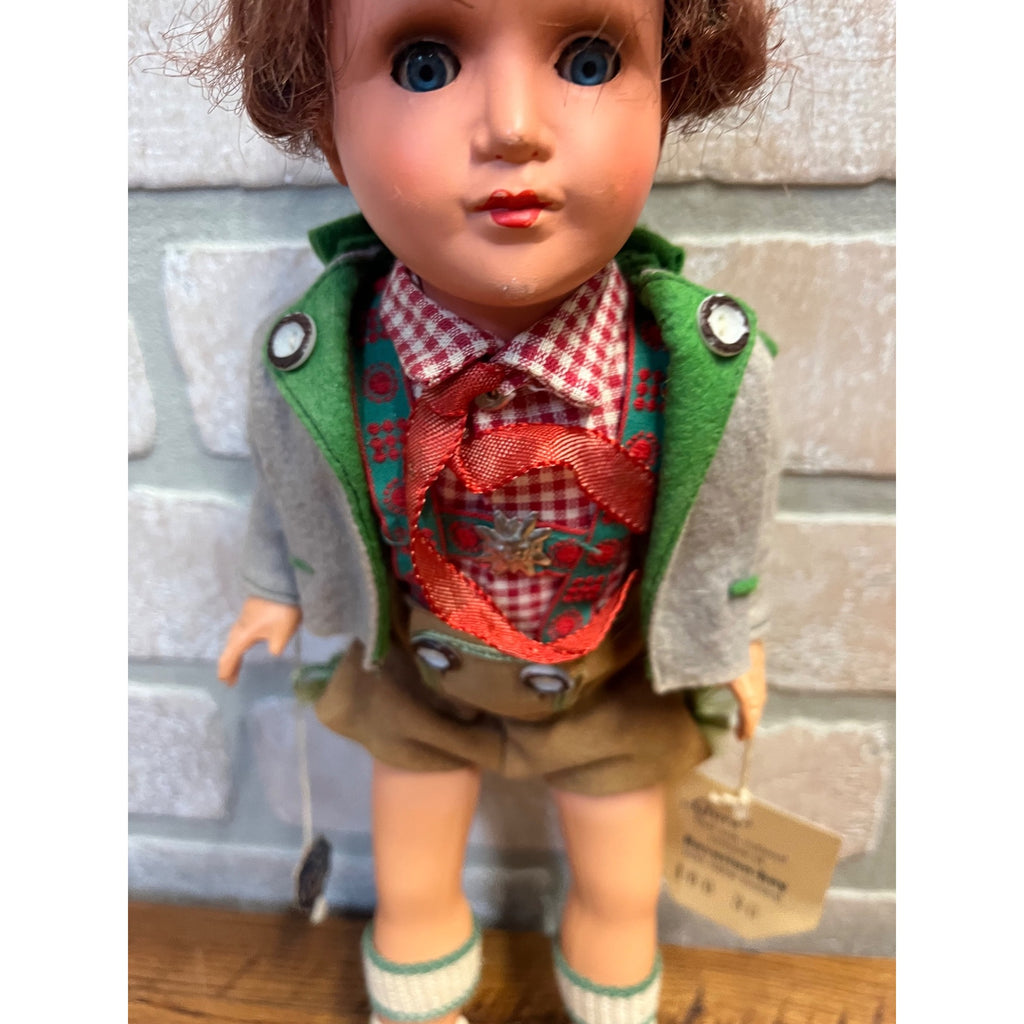 Vintage 1950s Gura Bavarian Boy Trachtenpuppen German Doll Lederhosen 12"