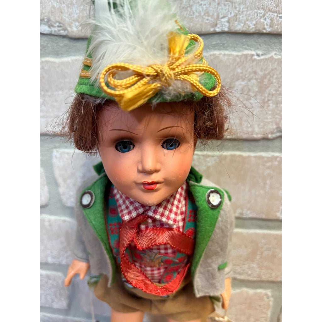 Vintage 1950s Gura Bavarian Boy Trachtenpuppen German Doll Lederhosen 12"