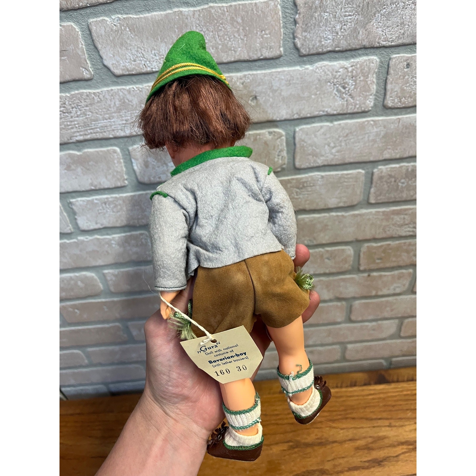 Vintage 1950s Gura Bavarian Boy Trachtenpuppen German Doll Lederhosen 12"