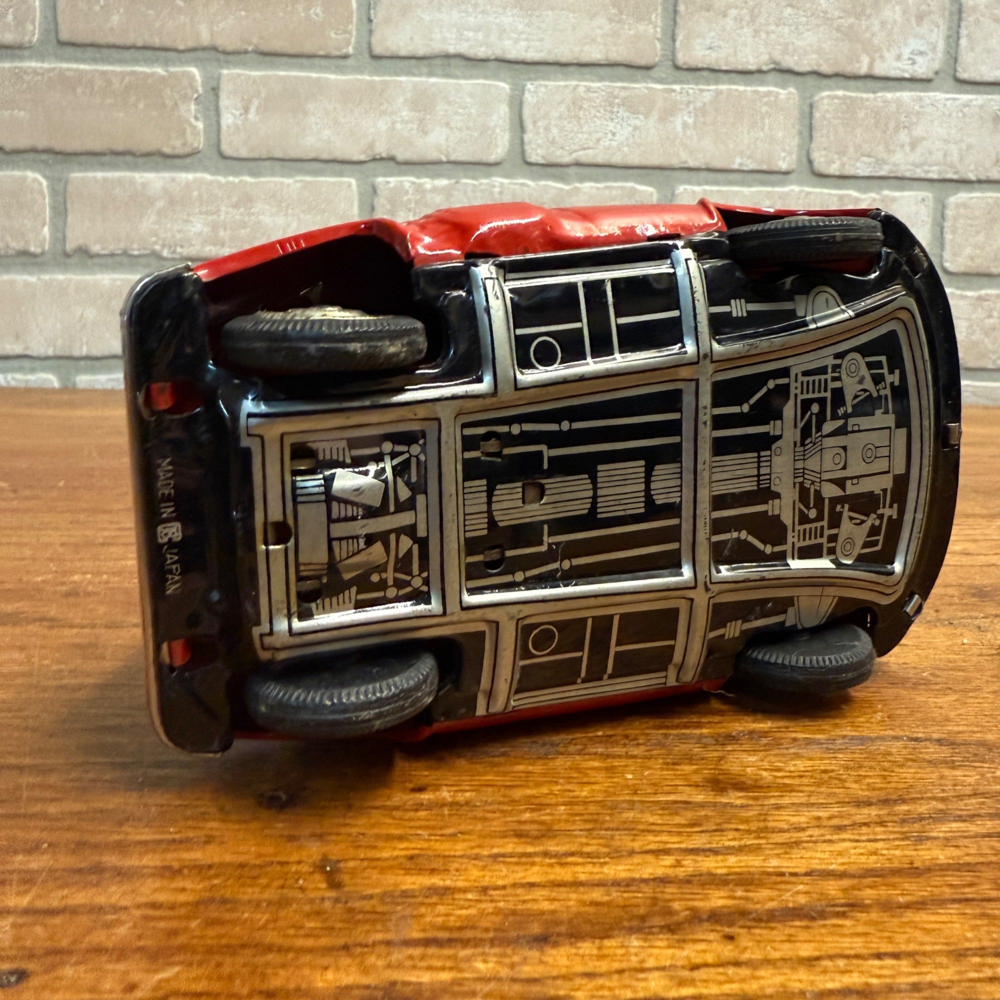 Vintage Bandai BMW Isetta Tin Friction Car Red & White Missing Mirror