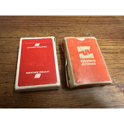 Vintage Western Airlines & United Airlines Playing Cards in Boxes - Used