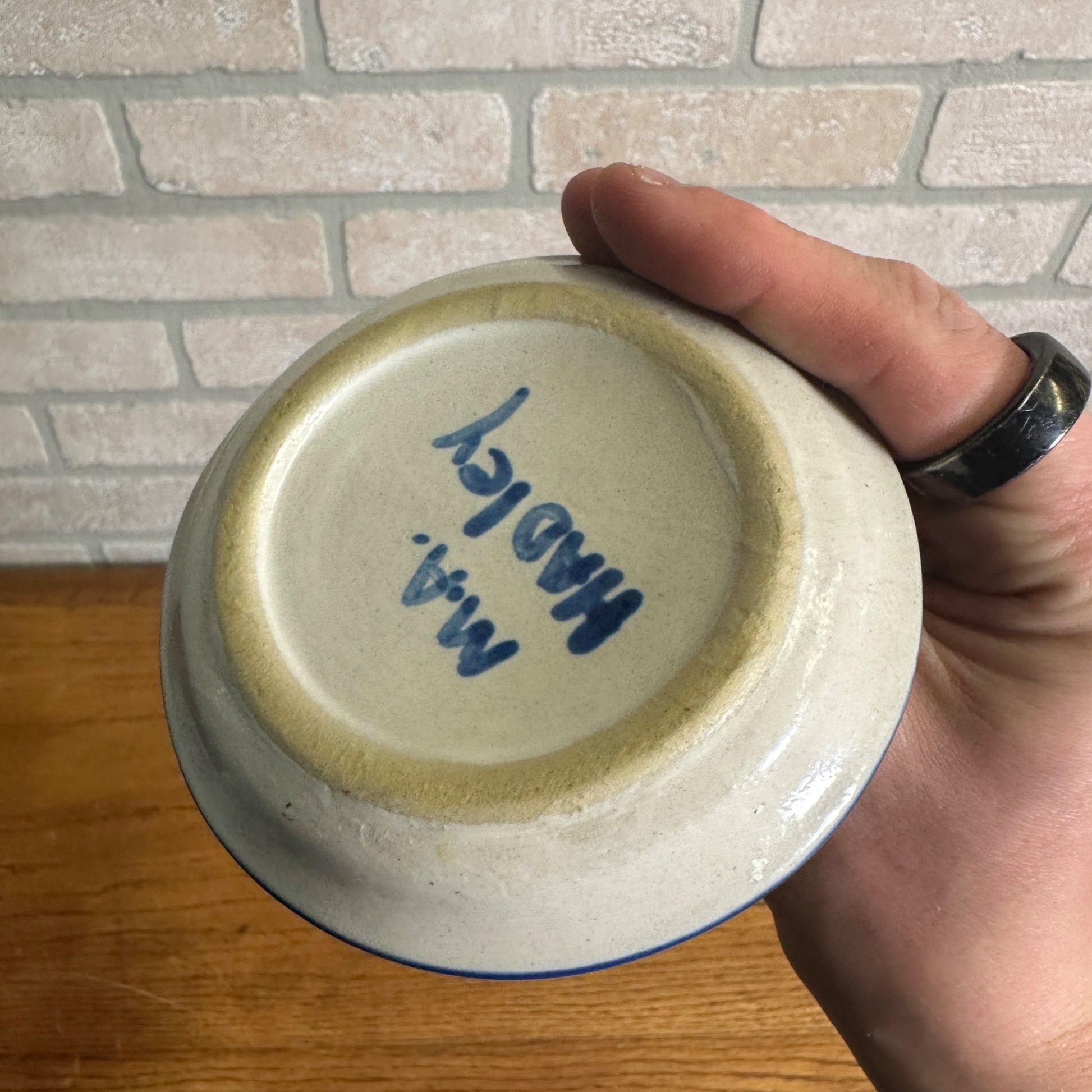Vintage M.A. Hadley Art Pottery Butter Pat Dish 4-1/4" Stoneware Cow