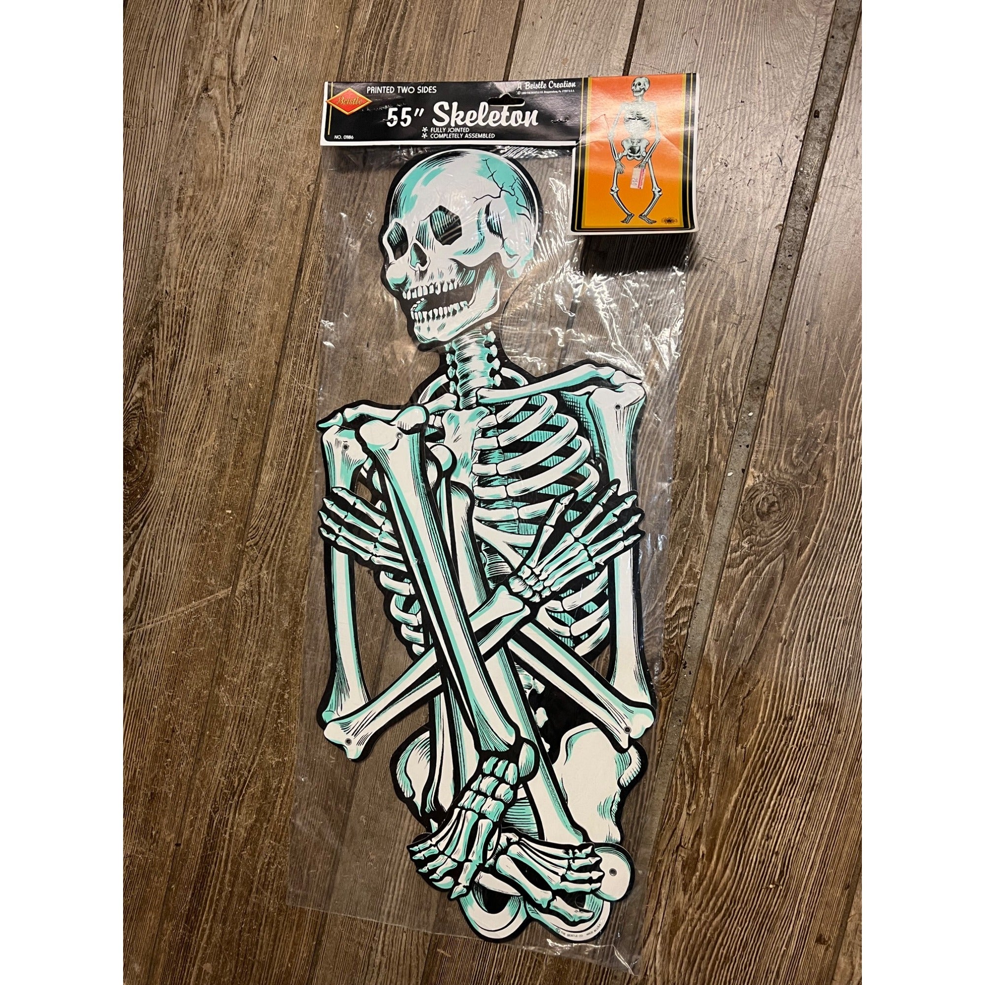 Vintage Halloween Beistle 55" Jointed Skeleton 1989 Die Cut Diecut NEW Unopened