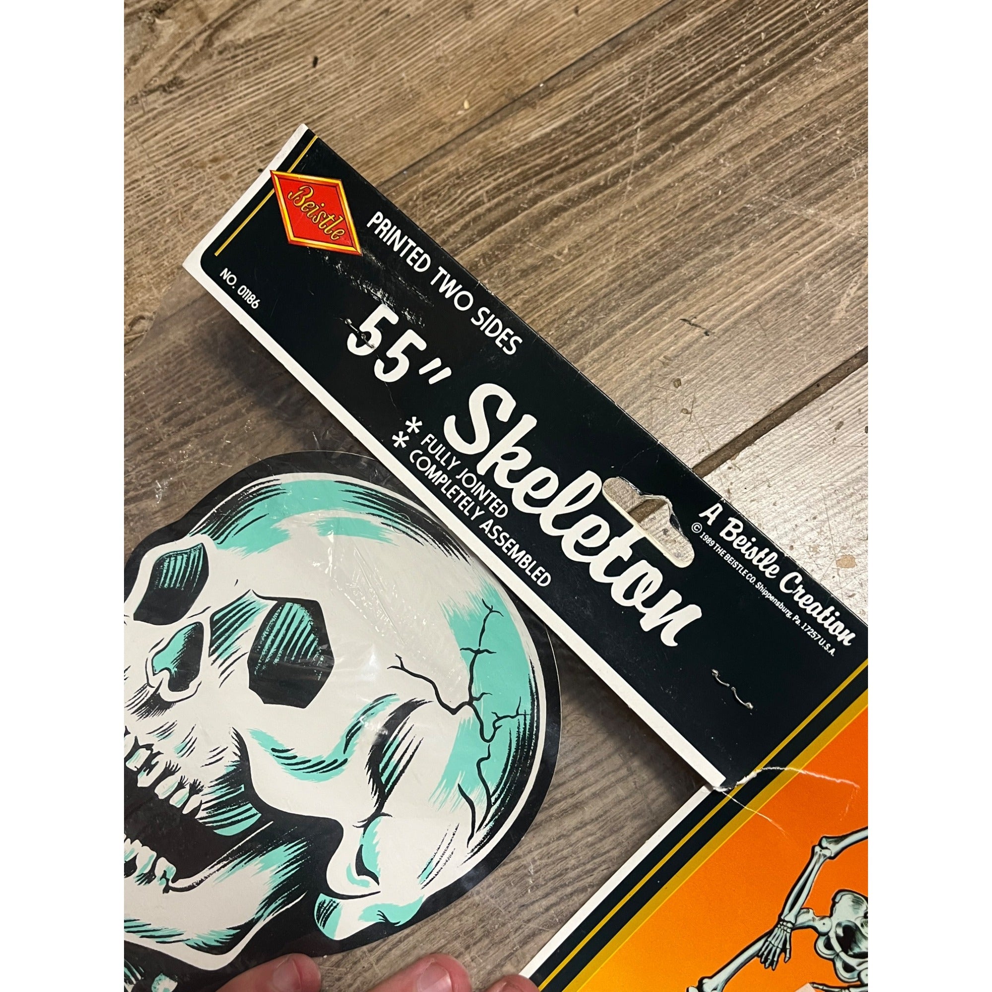 Vintage Halloween Beistle 55" Jointed Skeleton 1989 Die Cut Diecut NEW Unopened