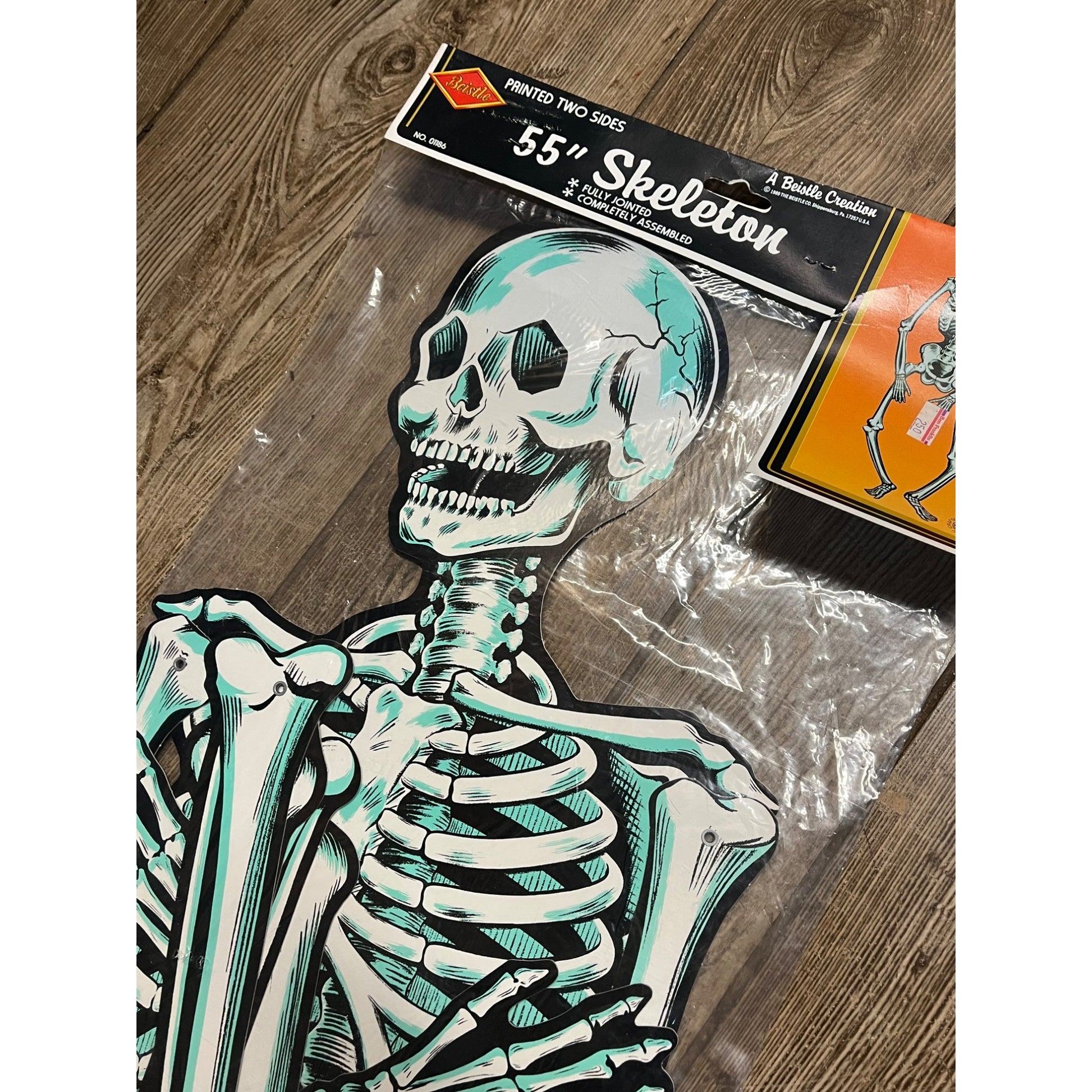 Vintage Halloween Beistle 55" Jointed Skeleton 1989 Die Cut Diecut NEW Unopened