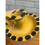 Vintage Williamsburg Restoration Pottery Candle Holder Finger Loop Polka Dot