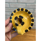 Vintage Williamsburg Restoration Pottery Candle Holder Finger Loop Polka Dot