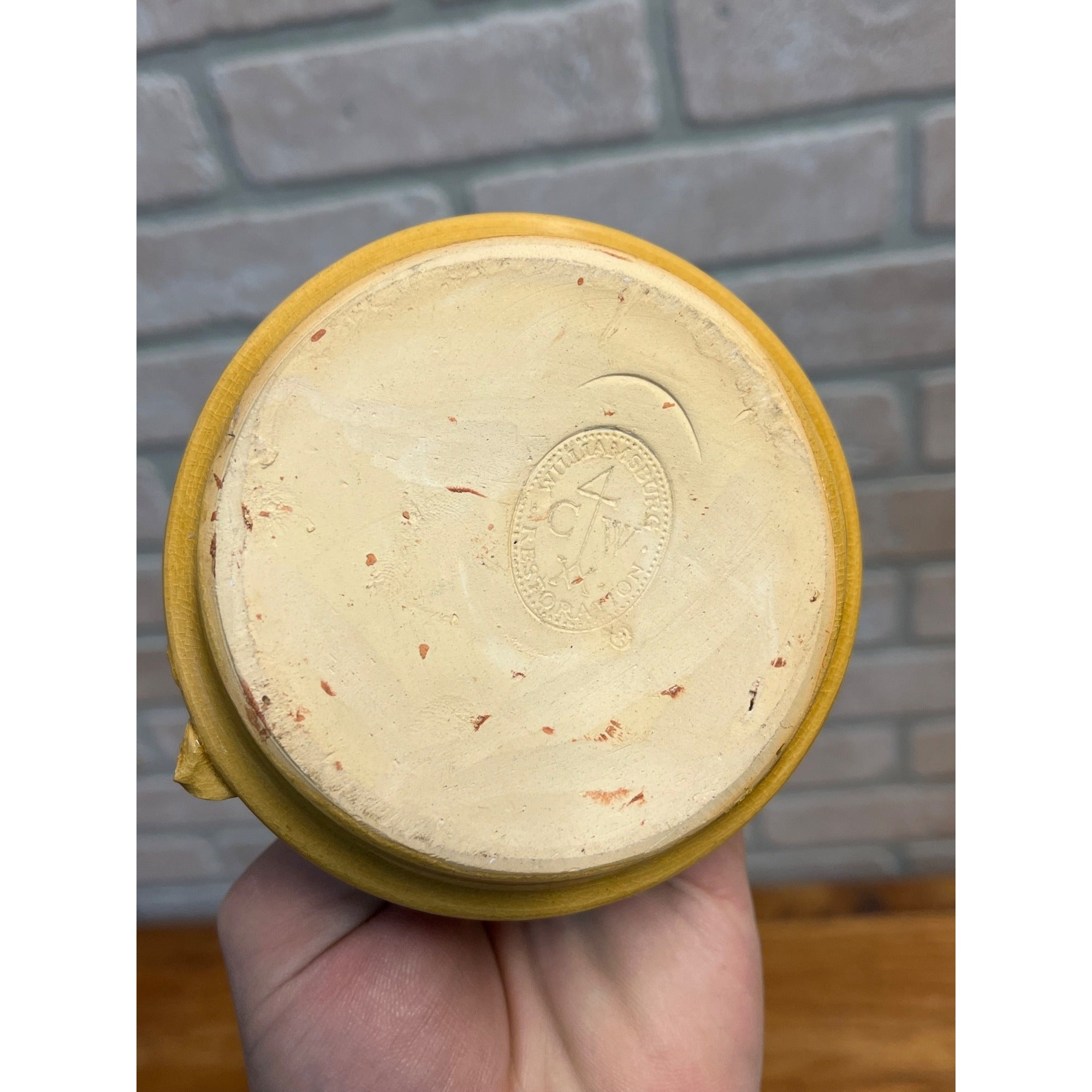 Vintage Williamsburg Restoration Pottery Candle Holder Finger Loop Polka Dot