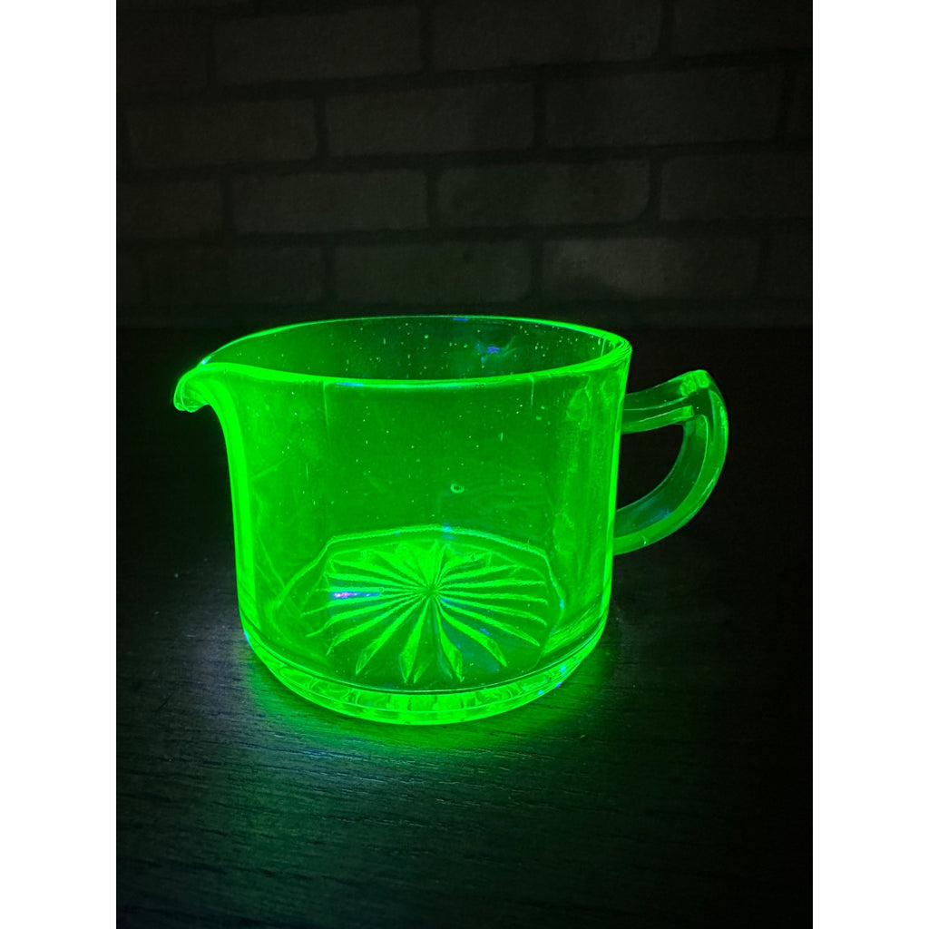 Vintage Uranium Glass Panel 2.5" Creamer Pitcher Panel Optic