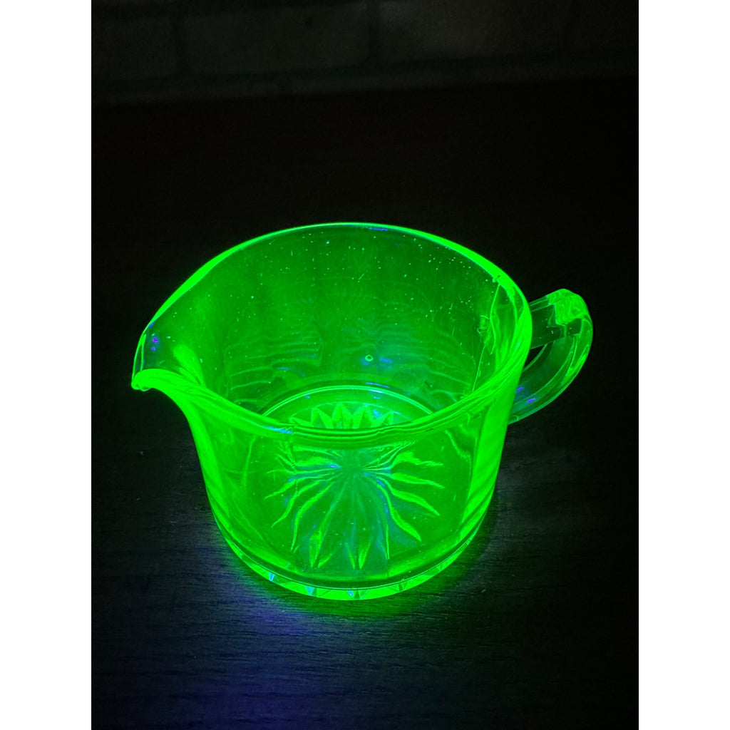 Vintage Uranium Glass Panel 2.5" Creamer Pitcher Panel Optic