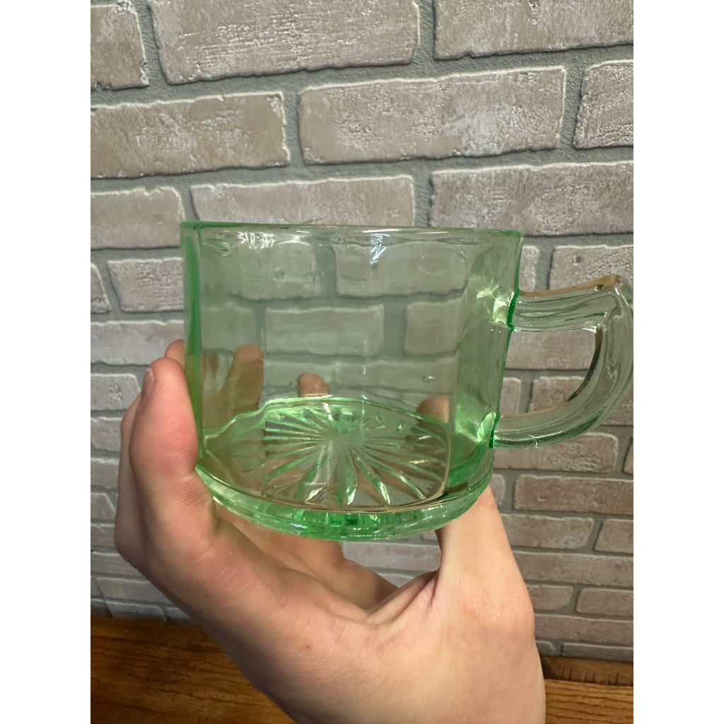 Vintage Uranium Glass Panel 2.5" Creamer Pitcher Panel Optic