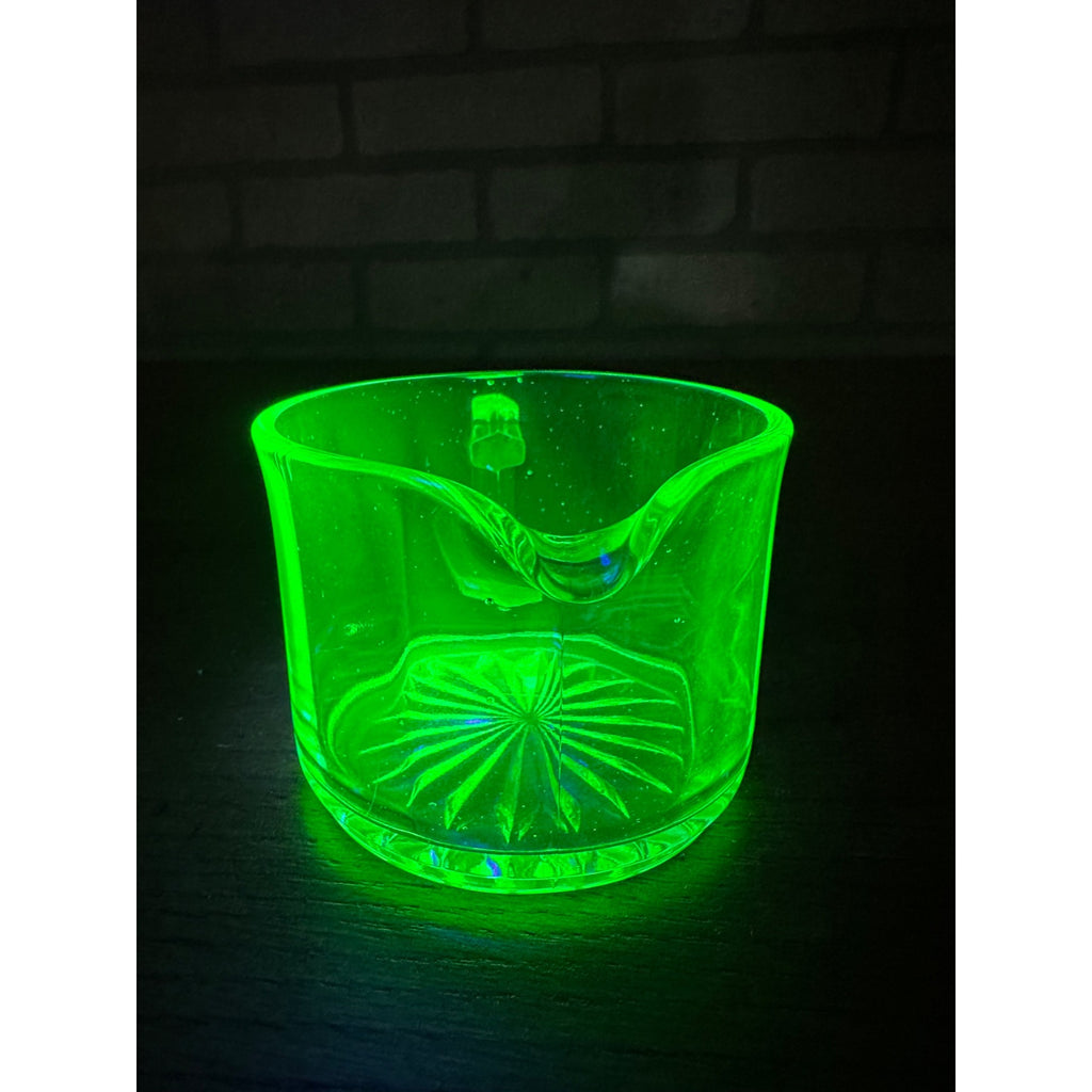 Vintage Uranium Glass Panel 2.5" Creamer Pitcher Panel Optic